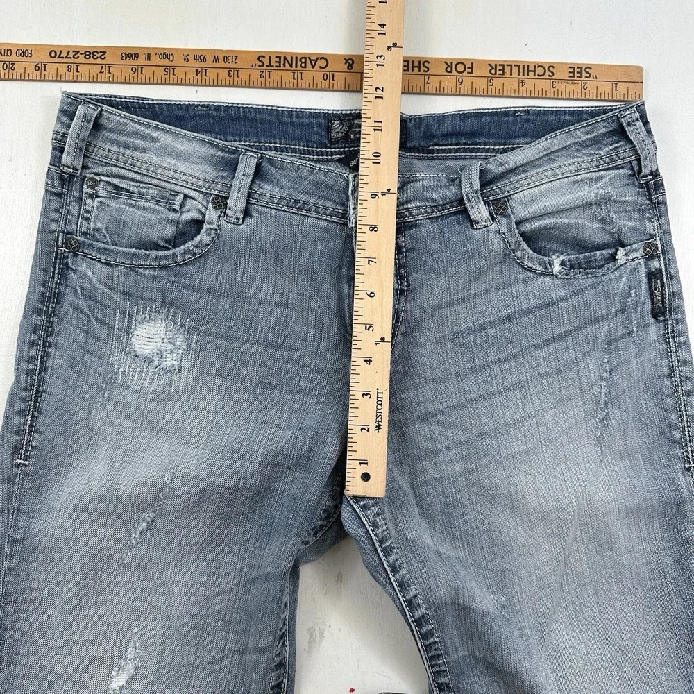 Silver Women's Sam Boyfriend Distressed Jeans 34x28 Blue Stretch Light‎ Wash